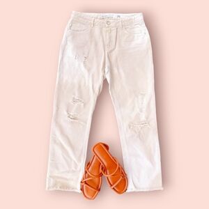 Zara Vintage Denim Women’s High Rise Distressed Jeans straight‎ leg